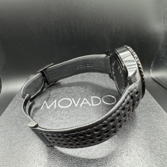Movado Black Series 800 GMT World-Time 24 Hr Steel Watch Model 2600118 - Picture 9 of 13